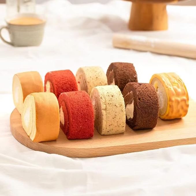 Silicone Swiss Roll Cake Mat - 2Pcs Silicone Baking Mat, Jelly Roll Pan, Non-Stick Silicone Mat with Lip, Easy to Clean Silicone Pastry Mat, Great for Swiss Roll, Pastry, Jelly, Cookies (Brown)