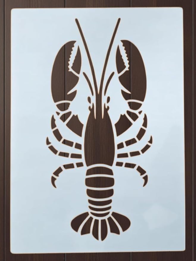 Lobster Stencil – Nautical Ocean Seafood Travel Adventure Design Template Pattern Reusable Art Stencil for Painting, Crafting and DIY Projects (3 Pcs Set)