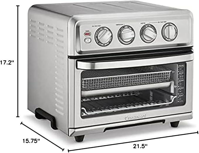 Cuisinart TOA-70 AirFryer Toaster Oven with Grill Stainless Steel Bundle with Deco Chef Pair of Red Heat Resistant Oven Mitt
