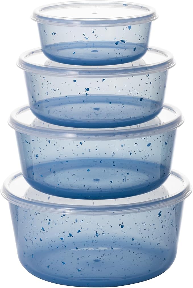 4Pcs stackable Plastic Bowls with Lids Set for Kitchen, Safe BPA Free Non Toxic Serving Bowl Bowls small
