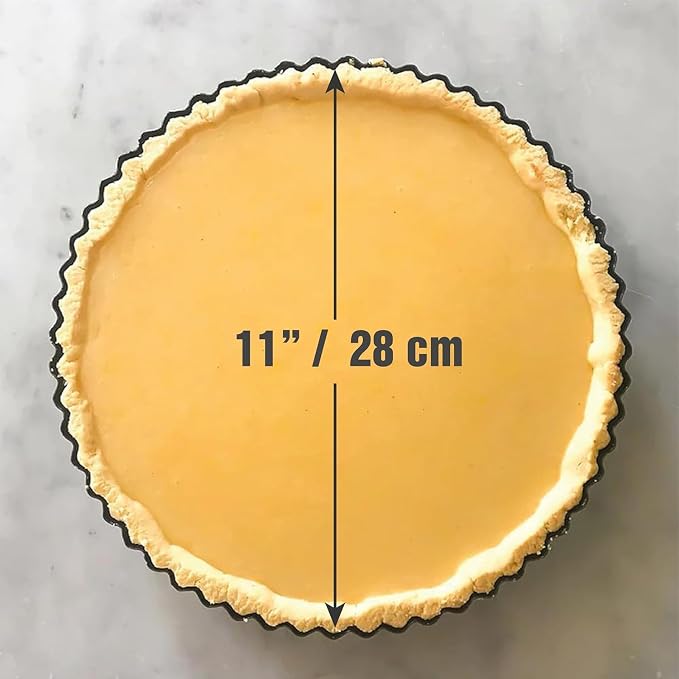 Deep Dish Pie Pan - Quiche Lorraine Pie Pan - 11 inch Tart Pans with Removable Bottoms - 11 inch Tarte Tatin, Apple Pan - Dish Pie Crust - Quiche Baking Dish