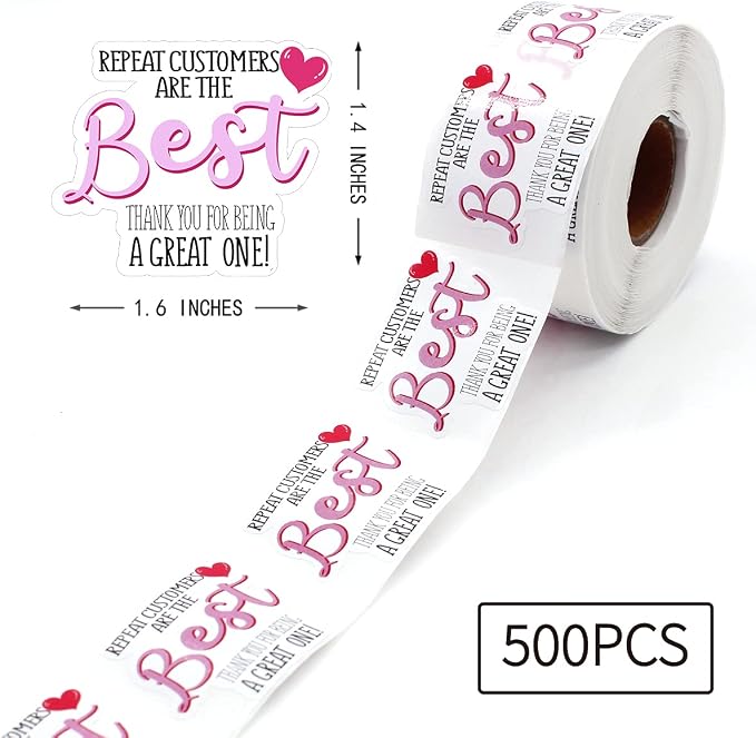 Littlefa Repeat Customer Stickers, Repeat Customers are The Best Sticker, Customer Appreciation Stickers for Small Business Packaging Market Freebies Labels 500 PCS