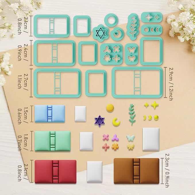 ORIGACH 16 Pcs Book Theme Polymer Clay Cutters Set Earring Clay Cutter DIY Craft Supplies for Earring and Jewelry Making