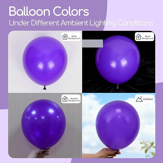 120pcs Dark Purple Balloons, 18 12 10 5 inch Purple Balloons Different Sizes Balloon Arch Kit for Graduation Birthday Wedding Baby Shower Party Decorations