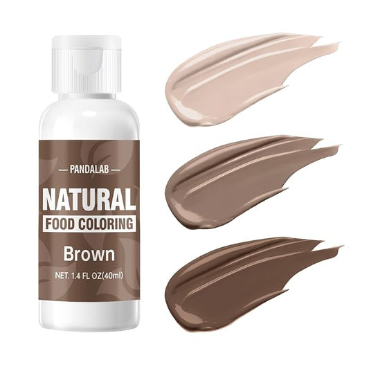 Brown Natural Food Coloring - Pandalab 40mL Plant-Based Concentrated Food Dye, No Artificial Dye, Vegan Edible Color for Baking, Cake Decorating, Icing, Frosting, Cookies, Candy, 1.4 Fl Oz