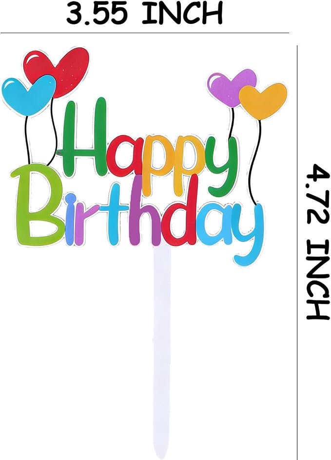 Acrylic Happy Birthday Cake Topper Durable Reusable Perfect for Birthday Cakes, Cupcakes, Dessert Tables Ideal for Kids Adults Birthday Celebrants (Colorful)