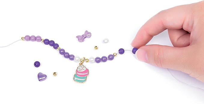 Make It Real: Macaron Bracelet Maker - 395pc, DIY Jewelry Craft Kit, Design & Make 12 Dazzling Bracelets, Dessert-Themed Beads & Charms, Girls-Kids 8+