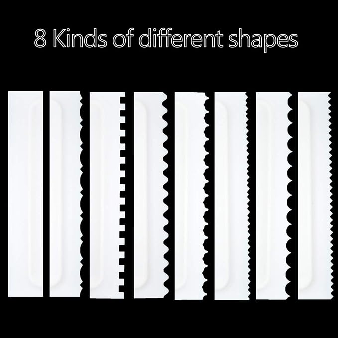 Cake Scraper Set Decorating Comb and Icing Smoother Tool Mousse Butter Cream Cake Edge DIY Tool Plastic Sawtooth Cake Scraper Icing Smoother Comb Set Kitchen Baking Tools Christmas Gift (4 Pack)