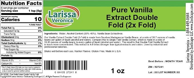 Pure Vanilla Extract Double Fold (2x Fold) (1 oz, ZIN: 527241) - 2 Pack