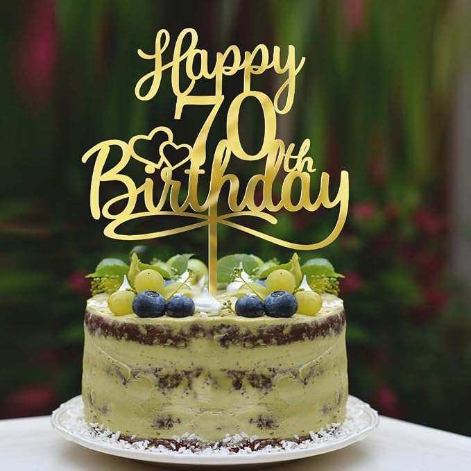 Sleyberoy Acrylic Happy 70th Birthday Cake Topper- Hello 70,Cheers to 70 Years,70th Anniversary/Birthday Party、 men and women Happy seventy Birthday Selected cake decoration(70th)