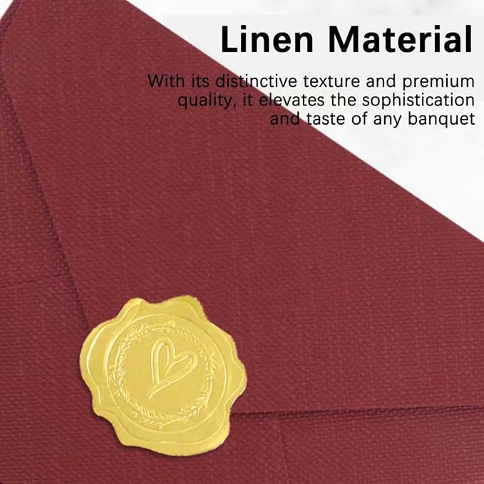 20 Pack 4x6 Crimson Linen Envelopes with Gold Wax Seals - Handmade Look A6 Vintage Envelopes & Self-Adhesive Seal Stickers for Greeting Cards, love letter, Wedding, Party Invitation