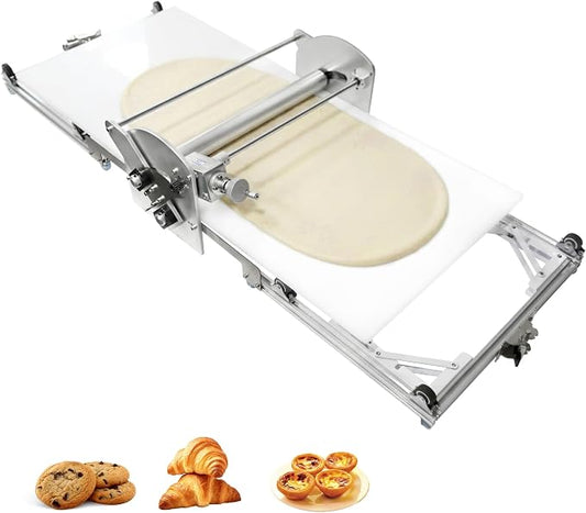 22.7" Commercial Electric Dough Sheeter, Foldable Adjustable Thickness, Dough Roller Machine laminadora de masa Electrica for Pizza Dough, Croissants & Pastry for Home Use (White)