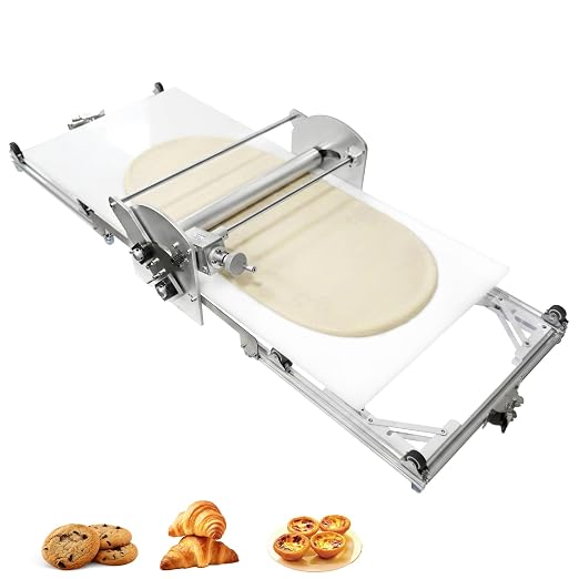 Commercial Electric Dough Sheeter Machine 22.7", Thickness Foldable Adjustable for Bakery & Home Use, Dough Laminator for Pizza, Croissant & Pastry Dough(White)