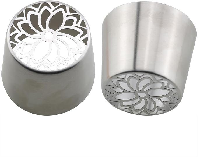 Stainless Steel Extra Large Russian Piping Nozzle 3D Floral Pattern Baking Tool Cream Icing Piping Nozzle For Cake Decoration Pastries Cupcakes 2.16 x 1.75 x 1.73 inches