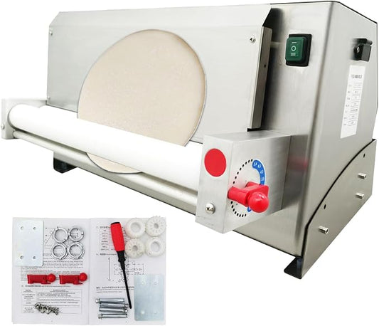 Electric Dough Roller Sheeter Dough Rolling Machine 4"-19" Pizza Dough Press Machine Single Roller Design for Pie Crusts, Pitas, Tortillas and Flat Breads 110V