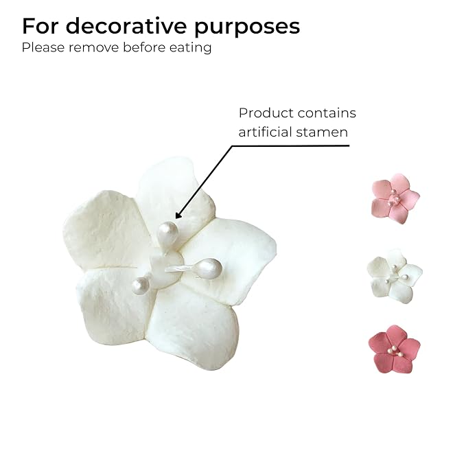 Global Sugar Art Blossom Sugar Wedding Cake Flowers with Pearl Stamens, White Unwired, 24 Count by Chef Alan Tetreault