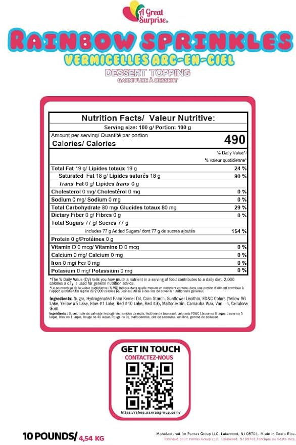 Rainbow Sprinkles Bulk - 10 LB Case - Wholesale Jimmies for Bakeries & Ice Cream Shops - Kosher, Vibrant Toppings for Cakes, Cupcakes & Desserts