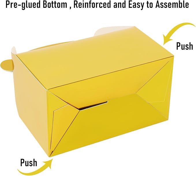 30Pcs Gold Party Favor Treat Boxes Goodie Paper Gable Gift Box | Candy Boxes with Handles Perfect for Wedding, Birthday, Graduation, Babyshower.