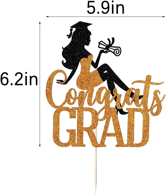 Congrats Grad Cake Topper,2026 Girl Graduation Cake Topper, Congrats Grad Decorations,2026 High School/College/Senior Graduation Party Decorations Supplies (Black orange)
