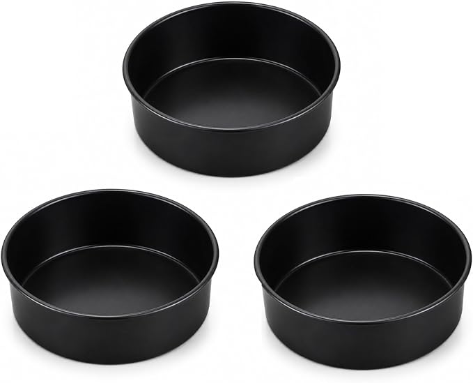P&P CHEF 5 Inch Cake Pan Set of 3, Non-Stick Round Cake Pans Tins for Tier Smash Cakes, Baking Pans Set & Essential Bakeware, Stainless Steel Core & Leak-Proof