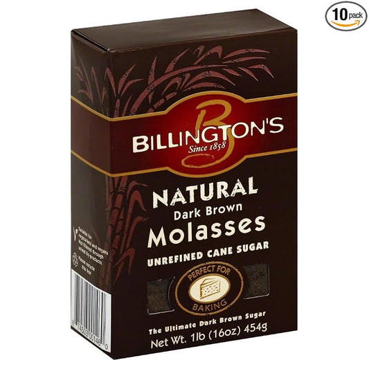 Billington's Natural Dark Brown Molasses Sugar, 1 LB 1 Pound (Pack of 10)