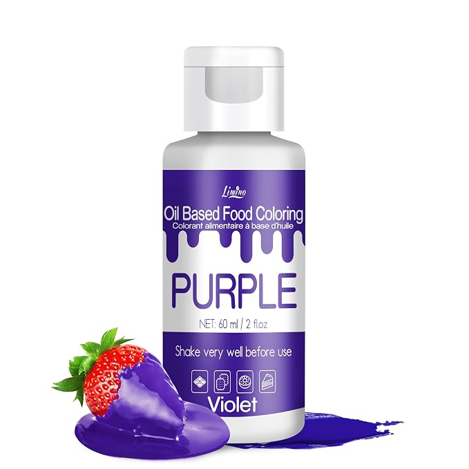 Oil Based Food Coloring for Chocolate - Vivid Food Coloring Set for Candy Melts, Baking, Cake Decorating, Fondant - Fat Soluble Food Color Dye for Icing, Cookie, Crafts - 2 fl.oz / 60ml Bottles (Purple)