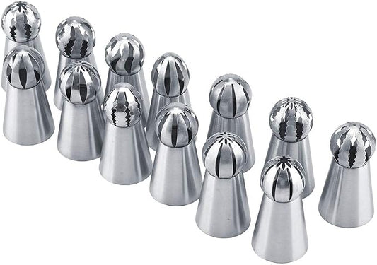 13 PCS Russian Piping Tips, Stainless Steel Russian Piping Tips Set, Russian Tips Set for Decorating Cake Cream Cookies Pastry Baking Tools