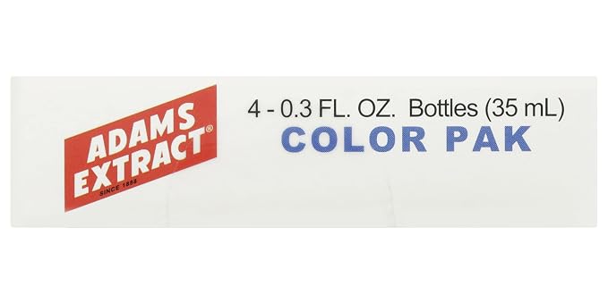 Adams Extract Food Colors, 4 Food Color Pack with Green, Blue, Yellow & Red,1.2 Fl Oz (Pack of 1)