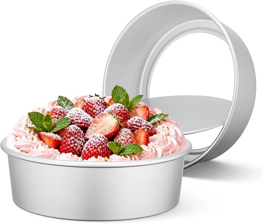 Beasea Round Cake Pans, 2 Pack 10 Inch Aluminum Alloy Large Cheesecake Pan with Removable Bottom, Layer Cake Tin Mold for Baking Oven