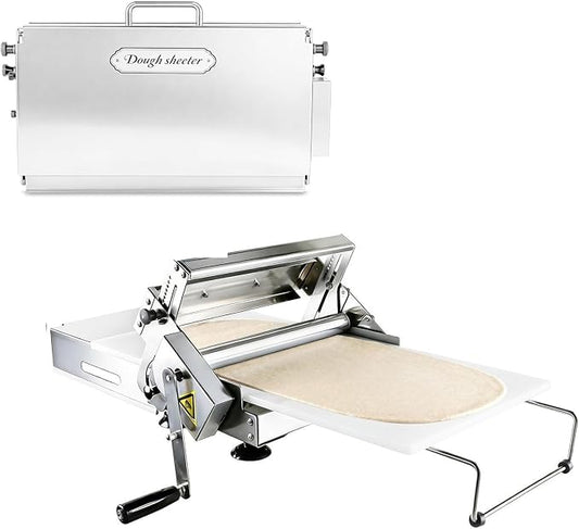 Folding Dough Sheeter, Manual Dough Rolling Machine, Adjustable Thickness, Stainless Steel Manual Dough Sheeter for Croissants, Pizza, Pastry, Home & Commercial (15.5in) | Adjustable Thickness