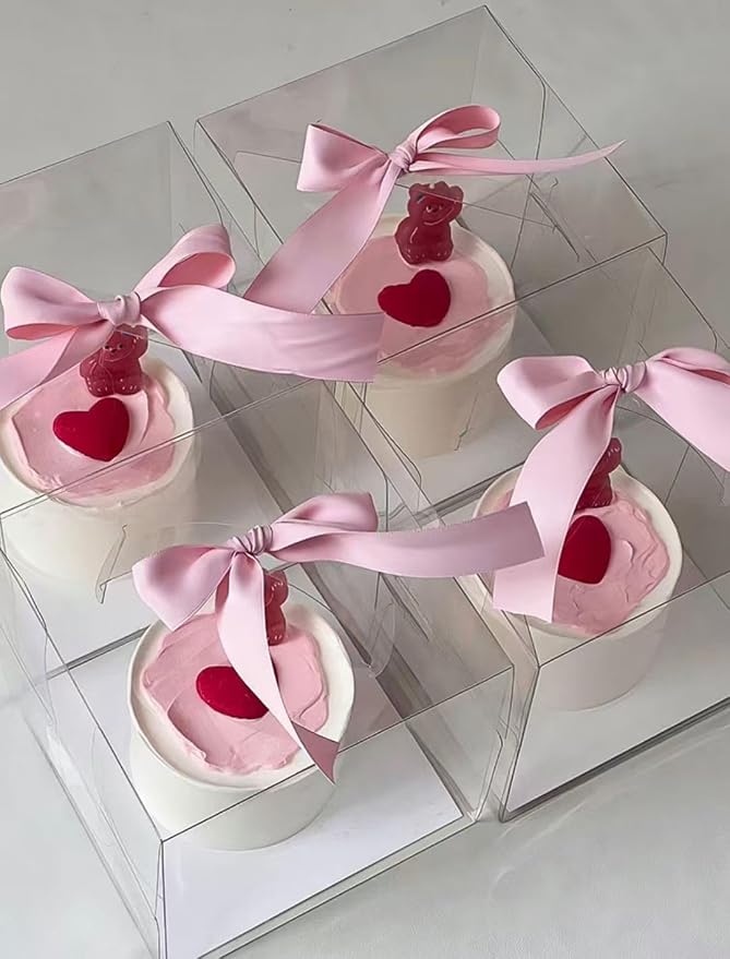 6x6x6Inch Transparent Bakery Boxes with Handles,20Pcs 5inch 6inch Clear Cake Box,Mini Cake Boxes,Clear gift boxes for wedding,birthday,party