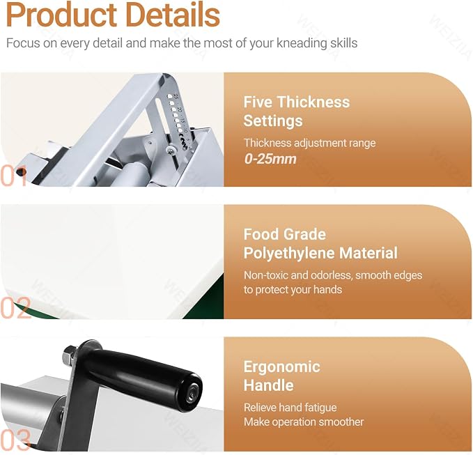 Croissant Dough Laminator, Commercial Dough Roller Sheeter, Dough Machine Thickness Adjustable 0-25mm, Stainless Steel, Table Top Croissants Fondant Pizza Pastry Sheeter Machine Type400