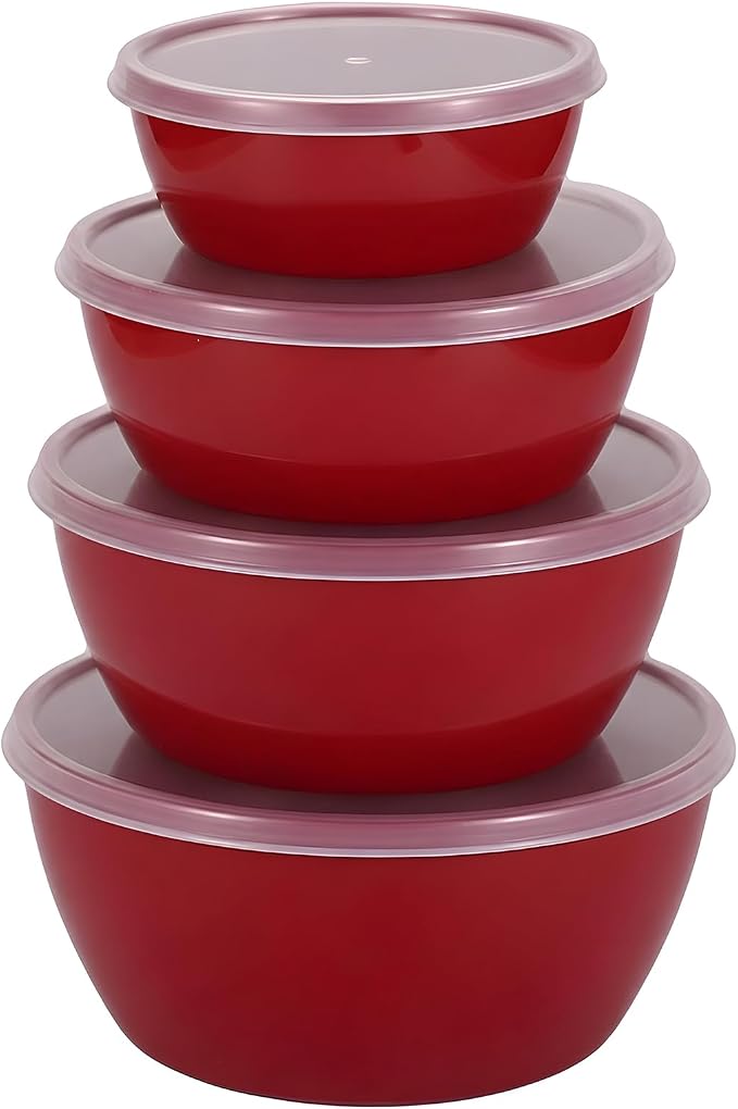 ZHANG XIAO QUAN SINCE 1628 Food Storage Containers Set of 4, PP5 Plastic Fresh-Keeping Container BPA Free, Airtight Lids, Microwave and Freezer Safe, RED