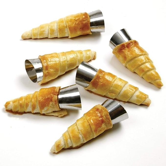 10 Pack Large Cream Horn Forms 5-inch, Non-stick Horns Pastry Mould Croissant Baking Forms for Baking Croissants Bead, Chocolate Croissant, Brioche Rolls, Ice Cream Cone Party Dessert