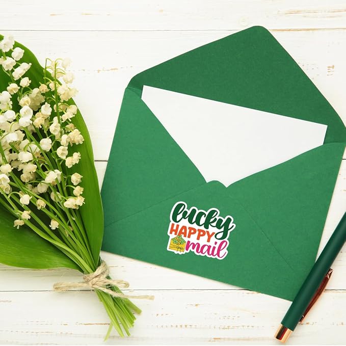 200 PCS St. Patrick's Day Packaging Stickers,Lucky Happy Mail Sticker for Small Business Envelopes Shipping Boxes Gift Packaging