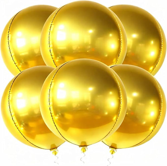 KatchOn, Big Gold Foil Balloon - 22 Inch, Pack of 6 | Gold Mylar Balloons for Golden Party Decorations | Metallic Gold Balloon Birthday Party Decor, Wedding, Engagement, Ramadan Decorations