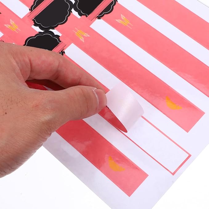 MAGICLULU 100pcs Self-Adhesive Baking Stickers for Cake Boxes, Biscuit Packaging, Paper Sealing Labels, Pink 11.49 X 0.78 Inches