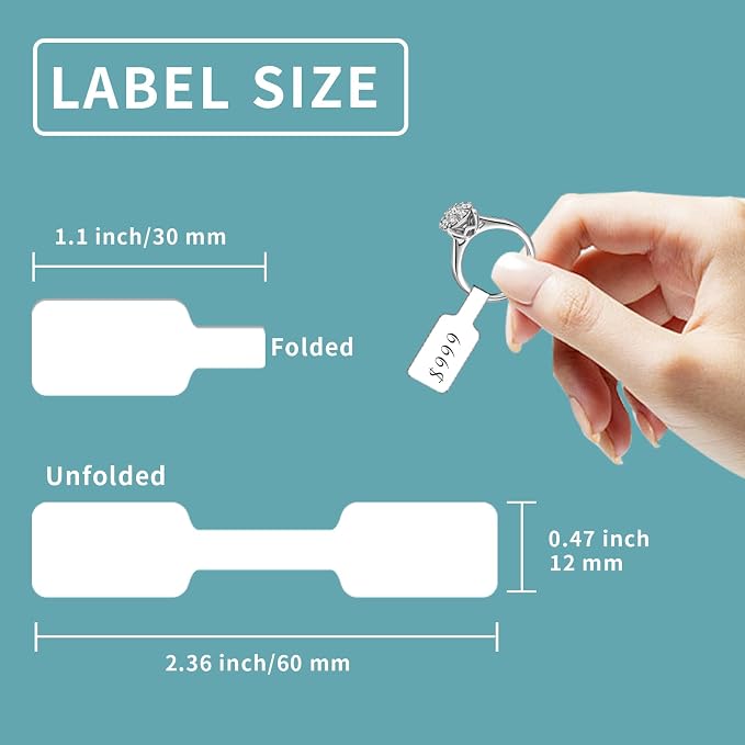 550 Pcs Jewelry Tags Roll for Necklace Earring Price Identify,Self Adhesive White Blank Dumbbell Jewelry Stickers Labels for Bracelet, Ring, Clothing Display （White）