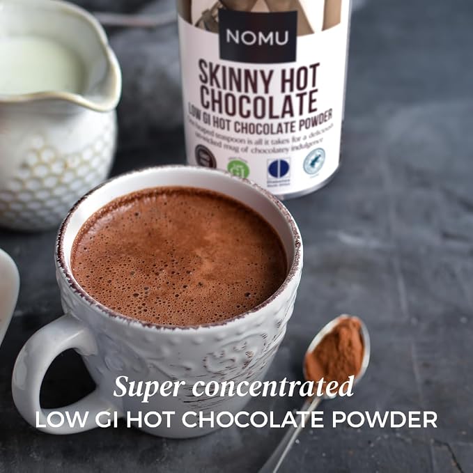 NOMU Skinny Cocoa Hot Chocolate, 33 Servings, No Sugar Added, 20 Calories, Rich Chocolate Flavor, Keto-Friendly, High Protein