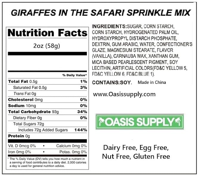 Oasis Supply Baby Shower Sprinkles & Sugar Shapes – Edible Decorations for Cakes, Cupcakes, and Cookies – Gender Reveal, Boy, Girl, and Neutral Party Baking Decorations - Giraffes/Safari Sprinkle Mix