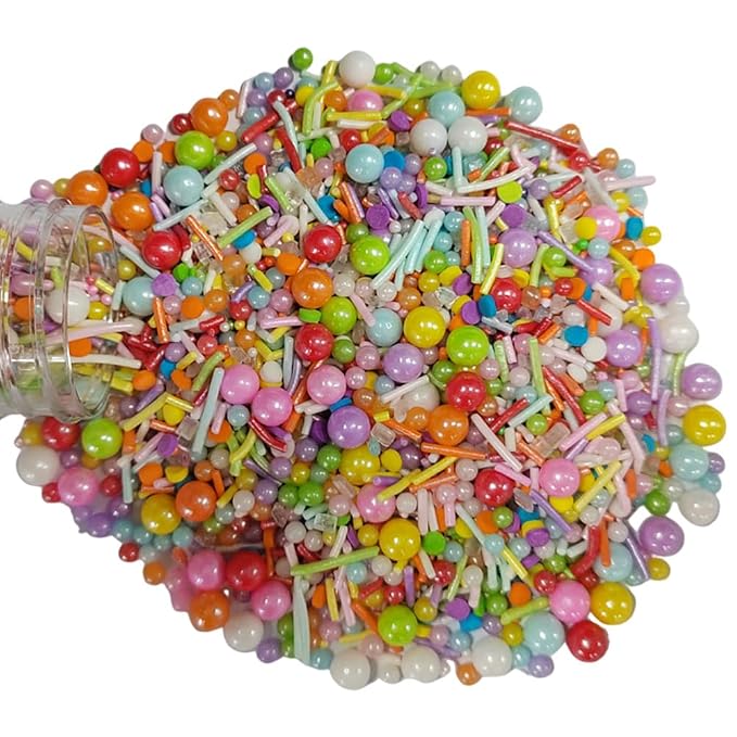 EPHVODI Rainbow Sprinkles for Cake Decorating, 3.35 oz Baking Edible Cake Decorations Pastel Jimmies Pearls Sprinkle Mix for Donut Cookie Cupcake Ice Cream Toppings