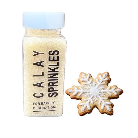 White Sprinkles for Baking, White Sanding Sugar Crystals, 4.23 ounces Edible Sparkling Coarse Sugar Sprinkles for Cake Decorating, Cupcake Topper, Cookie Toppings, Wedding Birthday Christmas Supplies