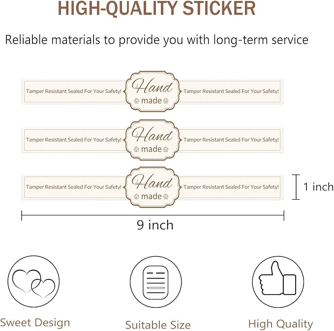500 Pcs Tamper Evident Seal Stickers for Food Packaging - 9x1 Inch Security Labels, Tamper Proof Stickers for Bakery Boxes, Handmade Products, Restaurant Takeout & Retail Bags