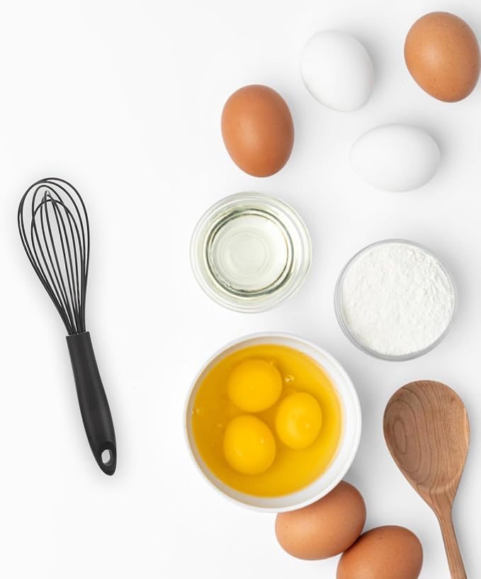 3pcs Silicone Coated Whisk Set Small Medium Large, Manual Hand Egg Whisk for Baking Bread Cooking Breakfast, Heat Resistant Kitchen Utensils for Home Use