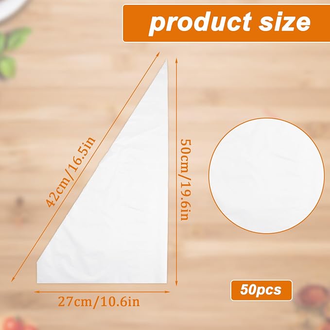 20 Inch Extra Large Piping Bags Disposable, 50 Pcs PE Disposable Pastry Bags Thickened Icing Piping Bags Cake Decorating Bags for Dessert Pastry Cookies Cupcake Decorating