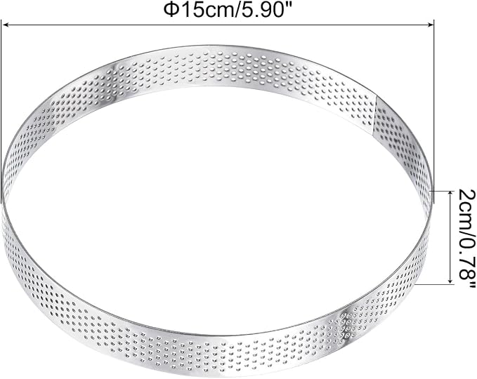 uxcell Stainless Steel Small Cake Rings, Perforated Cake Mousse Ring Kitchen Baking Heat-Resistant 5.9" Diameter, 0.8" Height,for Cake Dessert Biscuit Chocolate, Silver