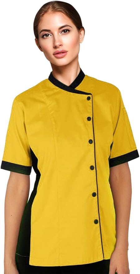 Short Sleeves Only Women's Ladies Side Mesh Chef's Coat Jacket