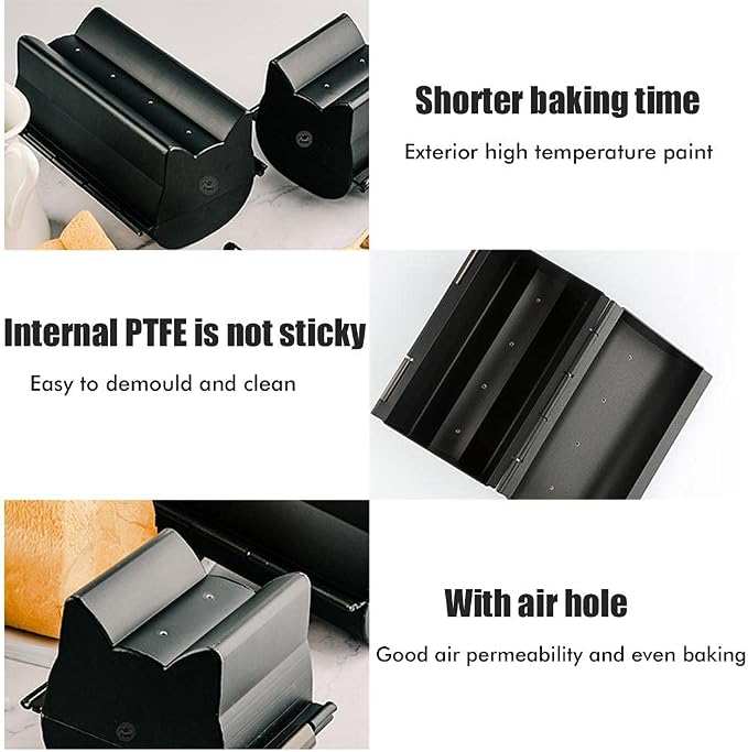 Aluminized Bread and Loaf Tins, Reusable Bread Loaf Pan Non-Stick Bread Mold, Cute Cat Shaped Bread Baking Tool for DIY Cakes Biscuits, 12.7X12X11CM