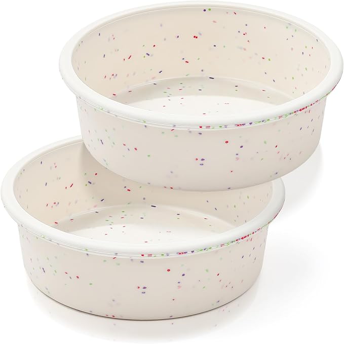 Vinino 6 Inch Silicone Round Cake Pan with Metal Reinforced Frame Set of 2, Nonstick Silicone Springform Pan for Baking Suitable for Making Layers, Cheese & Chocolate Cakes