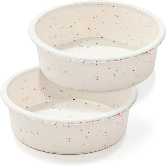 Vinino 6 Inch Silicone Round Cake Pan with Metal Reinforced Frame Set of 2, Nonstick Silicone Springform Pan for Baking Suitable for Making Layers, Cheese & Chocolate Cakes